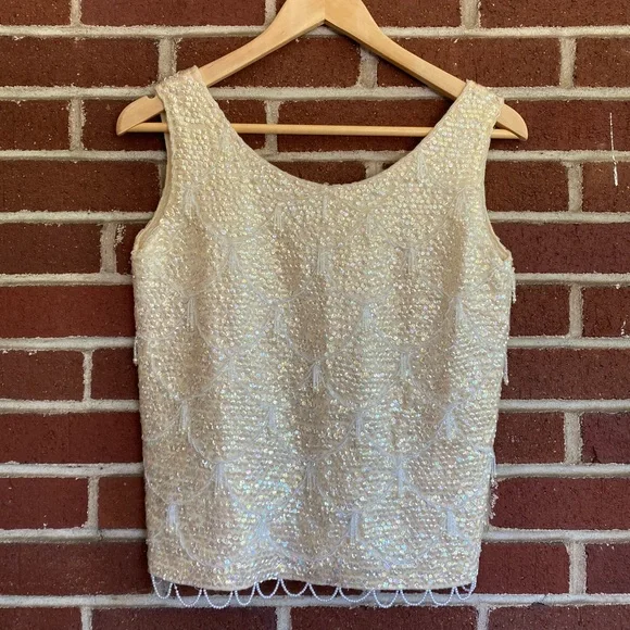 Cream Vintage Sequin Top - Picture 5 of 16